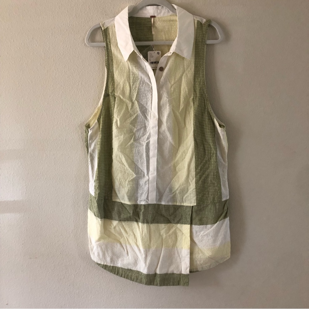 NWT $80 Anthropologie Free People Olive Yellow Boho Dress Sz L